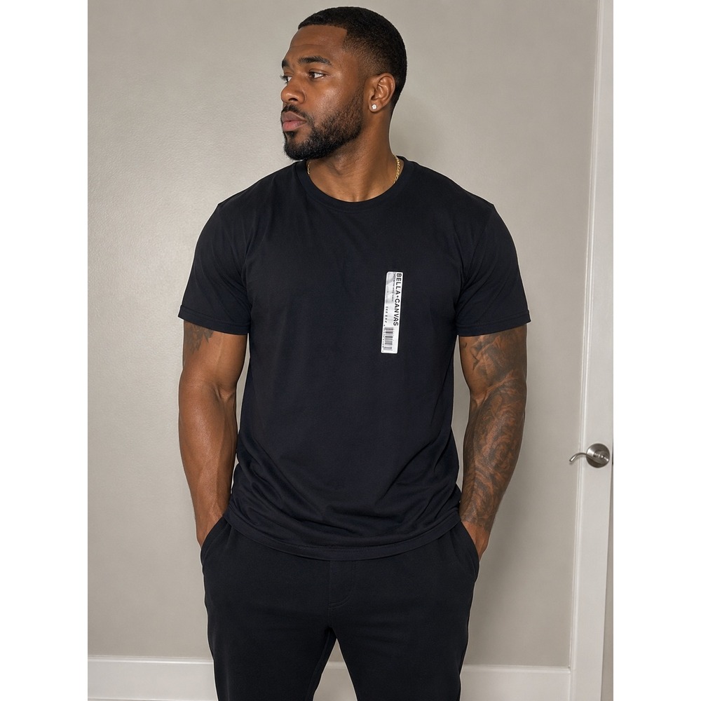 Bella Canvas Mens Adult Crew Neck T-Shirt Black Short Sleeve 100 Cotton XL NEW‎